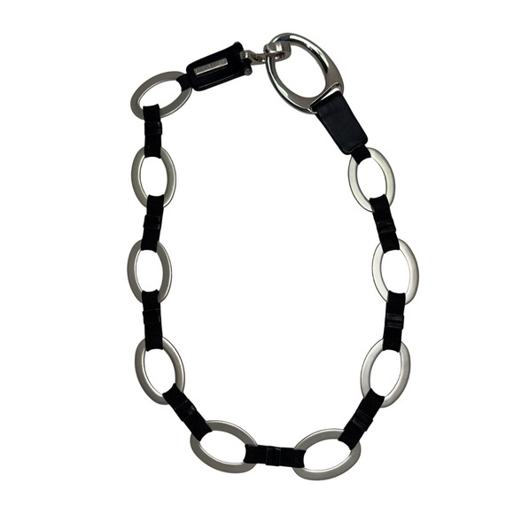 Vintage Suzi Roher Women's Medium Black Metal O-Ring Belt Leather & Elastic 36 - Picture 3 of 7